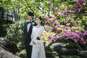 春，庭園，ふたり